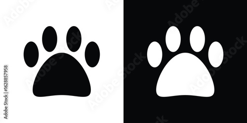 Paw icon flat simple. icon set in silhouette