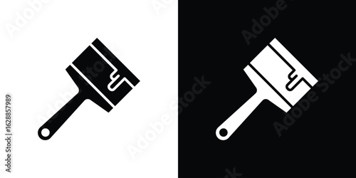 Paint brush icon flat simple. icon set in silhouette