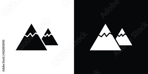 Mountains icon flat simple. icon set in silhouette