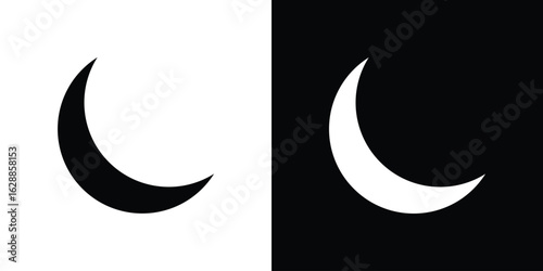 Moon icon flat simple. icon set in silhouette
