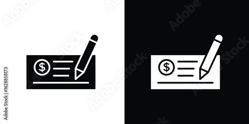 Money check icon flat simple. icon set in silhouette