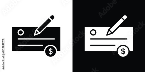 Money check icon flat simple. icon set in silhouette