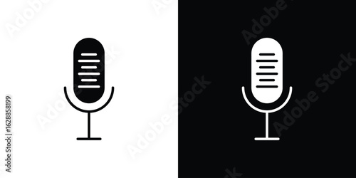 Microphone icon flat simple. icon set in silhouette