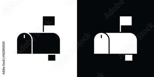Mailbox icon flat simple. icon set in silhouette