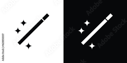 Magic wand icon flat simple. icon set in silhouette