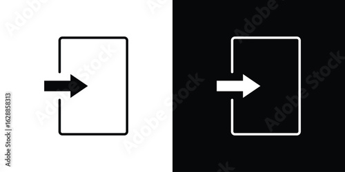 Log out icon flat simple. icon set in silhouette