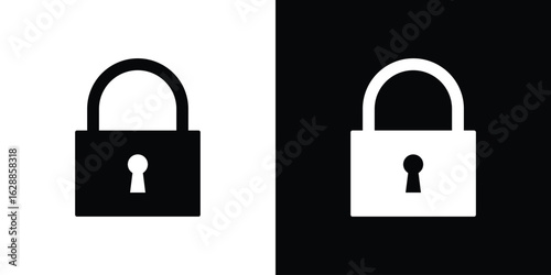 Lock icon flat simple. icon set in silhouette