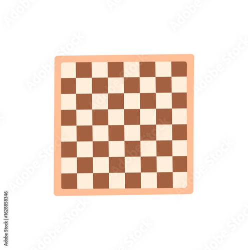 Flat chessboard sticker with checkerboard pattern. Classic chess and boardgame for strategy play with black and white checkers. Ideal for table games leisure fun.