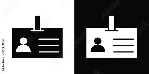 ID badge icon flat simple. icon set in silhouette