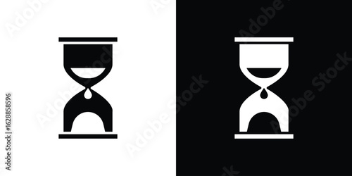Hourglass end icon flat simple. icon set in silhouette