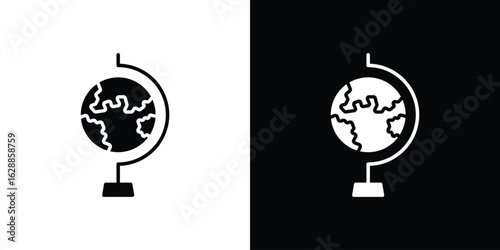 Globe icon flat simple. icon set in silhouette
