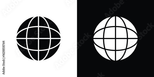 Globe icon flat simple. icon set in silhouette