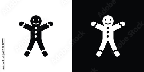 Gingerbread man icon flat simple. icon set in silhouette