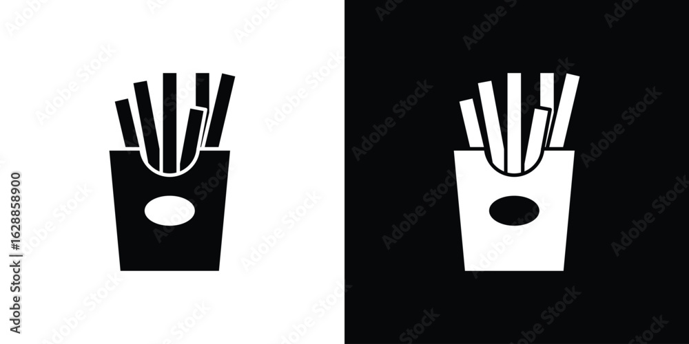 Fototapeta premium French-fries icon flat simple. icon set in silhouette