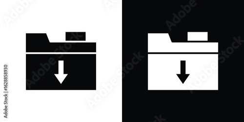 Folder upload icon flat simple. icon set in silhouette