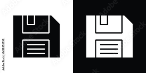 Floppy disk icon flat simple. icon set in silhouette