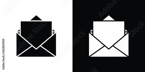 Envelope open icon flat simple. icon set in silhouette