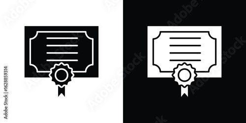 Diploma icon flat simple. icon set in silhouette