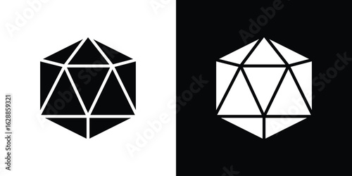 Dice d20 icon flat simple. icon set in silhouette