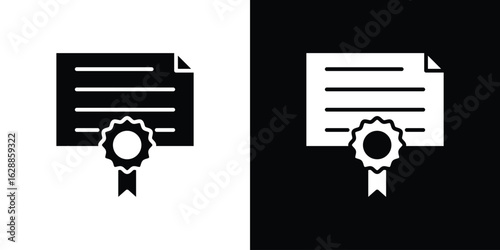 Diploma icon flat simple. icon set in silhouette