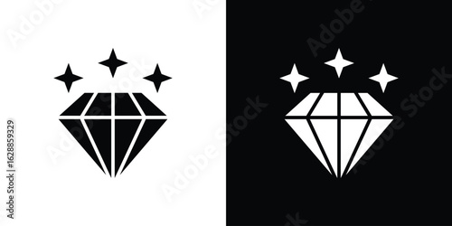 Diamond icon flat simple. icon set in silhouette