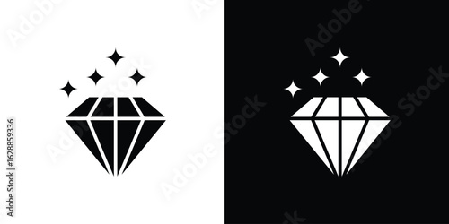 Diamond icon flat simple. icon set in silhouette
