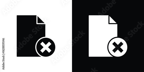 Delete Document icon flat simple. icon set in silhouette