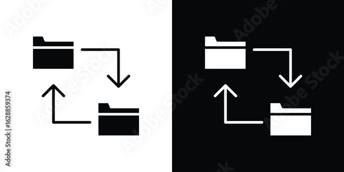 Data transfer icon flat simple. icon set in silhouette