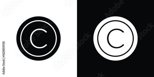 Copyright icon flat simple. icon set in silhouette