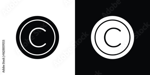 Copyright icon flat simple. icon set in silhouette