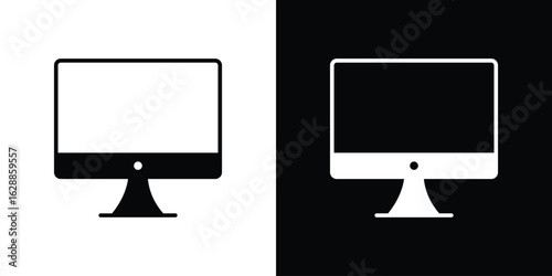 Computer screen icon flat simple. icon set in silhouette