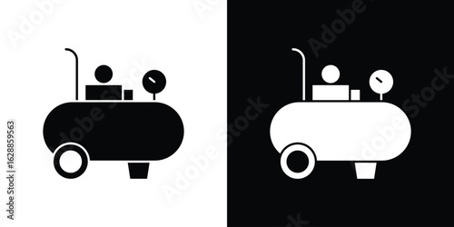 Compressor icon flat simple. icon set in silhouette