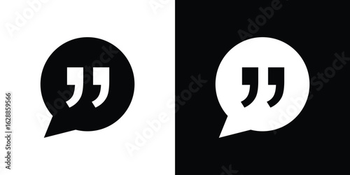Comment quote icon flat simple. icon set in silhouette