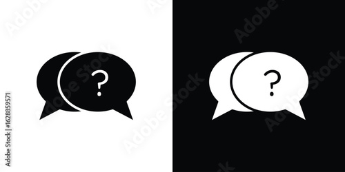 Comment question icon flat simple. icon set in silhouette