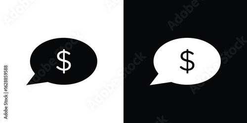 Comment dollar icon flat simple. icon set in silhouette