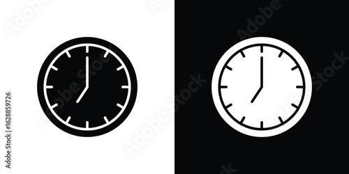 Clock seven icon flat simple. icon set in silhouette