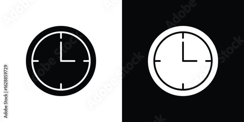 Clock icon flat simple. icon set in silhouette