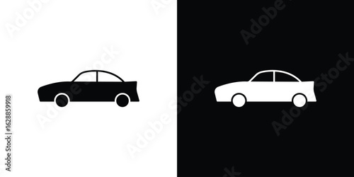 Car side view icon flat simple. icon set in silhouette
