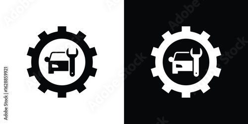 Car mechanic icon flat simple. icon set in silhouette