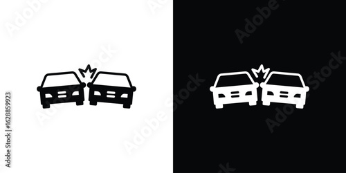 Car crash icon flat simple. icon set in silhouette