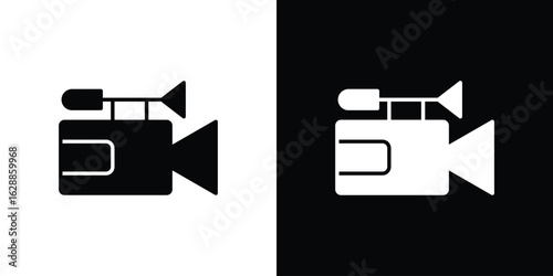 Camcorder icon flat simple. icon set in silhouette