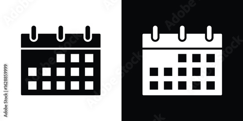 Calendar icon flat simple. icon set in silhouette