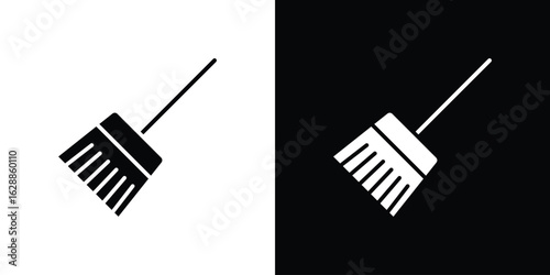 Broom icon flat simple. icon set in silhouette