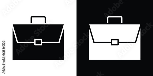 Briefcase icon flat simple. icon set in silhouette