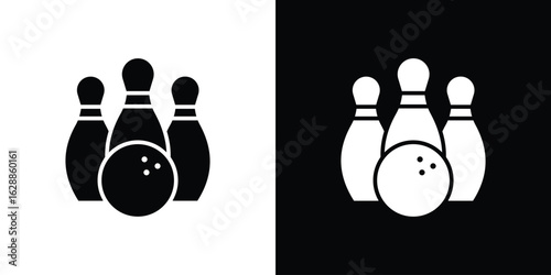 Bowling icon flat simple. icon set in silhouette