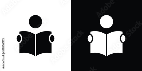 Book open reader icon flat simple. icon set in silhouette
