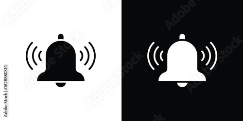 Bell ring icon flat simple. icon set in silhouette