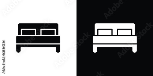 Bed icon flat simple. icon set in silhouette