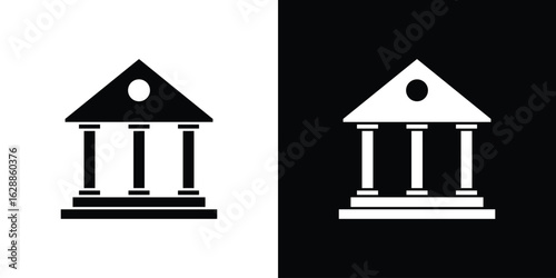 Bank icon flat simple. icon set in silhouette