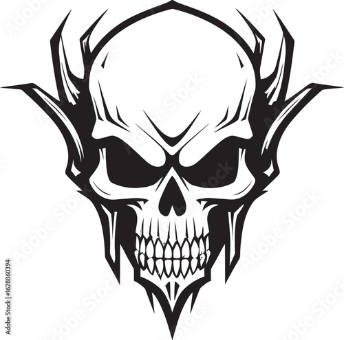 Skull Horned Malevolent Vector Design Skull with Horned Shadows Black Icon